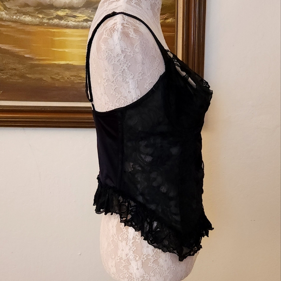 Vintage 1980s Black Satin & Lace Corset by Intimate Attitudes - Picture 11 of 14